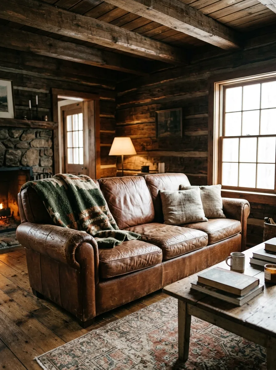 The Cabin Living Room Sofa Has Two Honest Answers: Performance Fabric or Leather