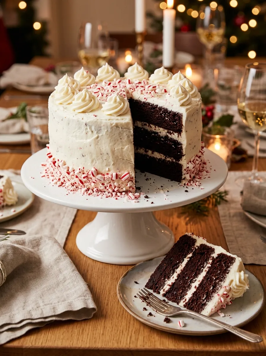 The Chocolate Peppermint Layer Cake Earns the Center of the Dessert Table