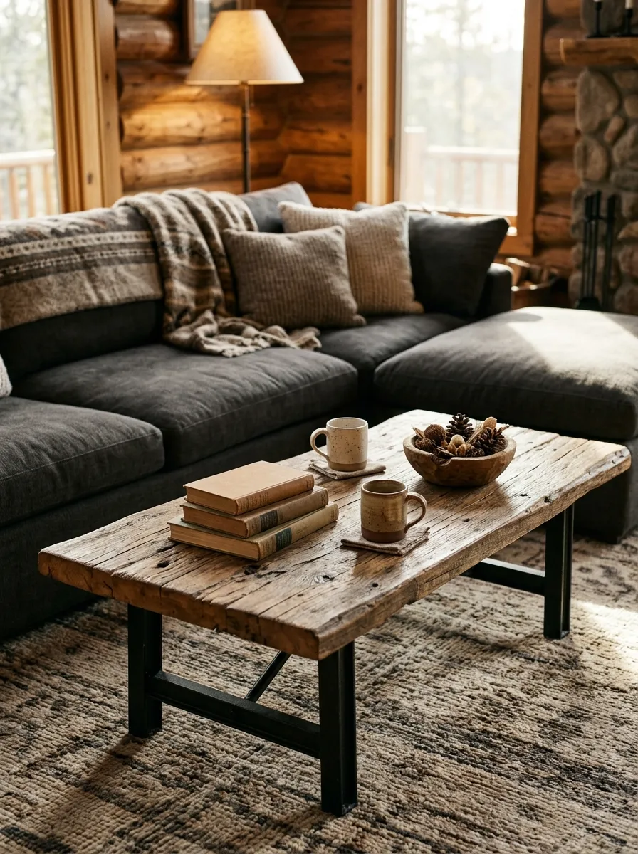 The Coffee Table That Has to Serve Eight People and One Set of Boots