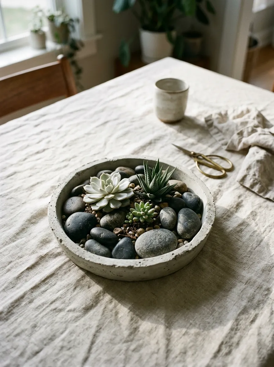 The Succulent and Stone Arrangement That Needs No Water and Still Works All Week