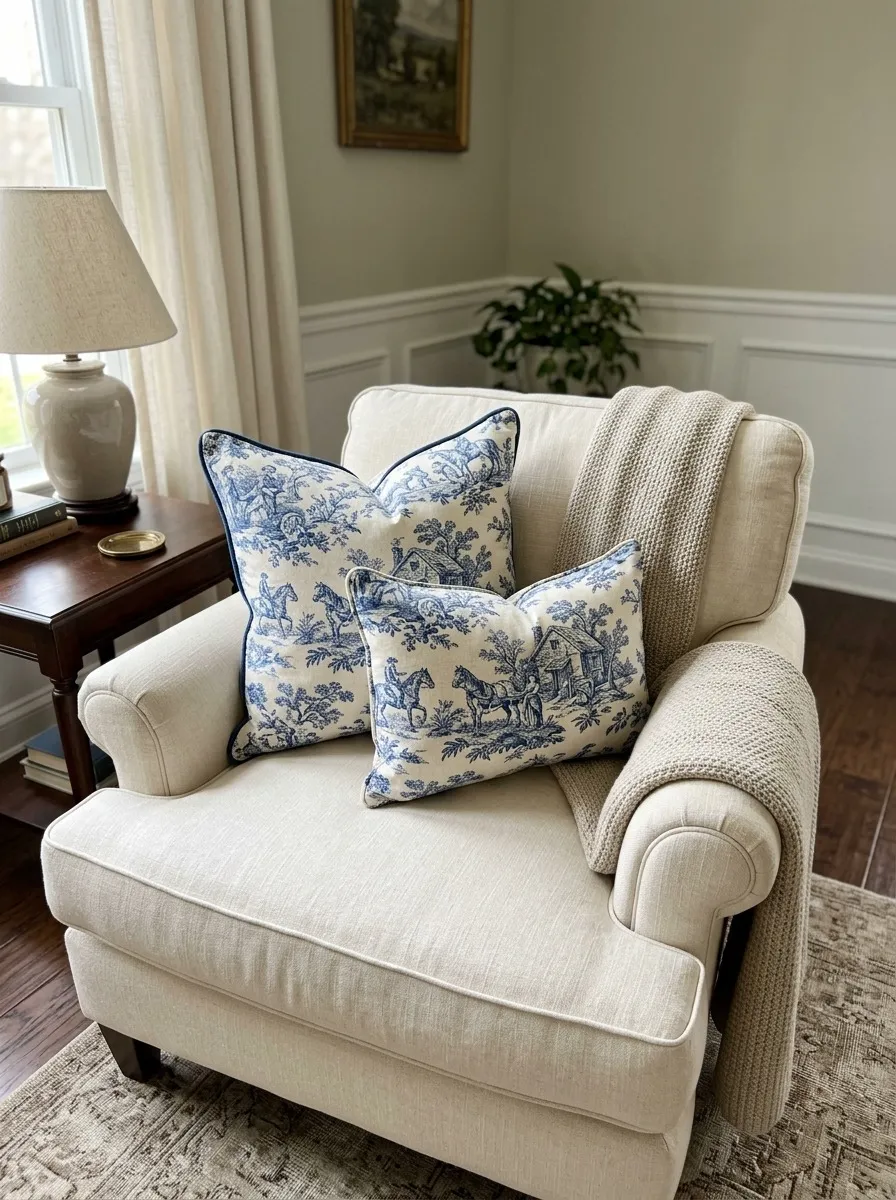 Toile Was Never Meant to Cover Every Surface: Its Correct Use in a Traditional American Living Room