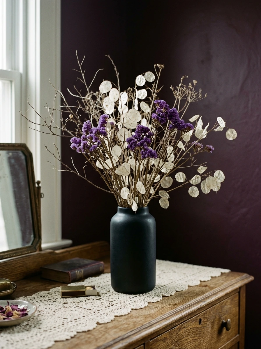 What I'd Bid On: Dried Flowers in Black Vases for Halloween Bedroom Decor