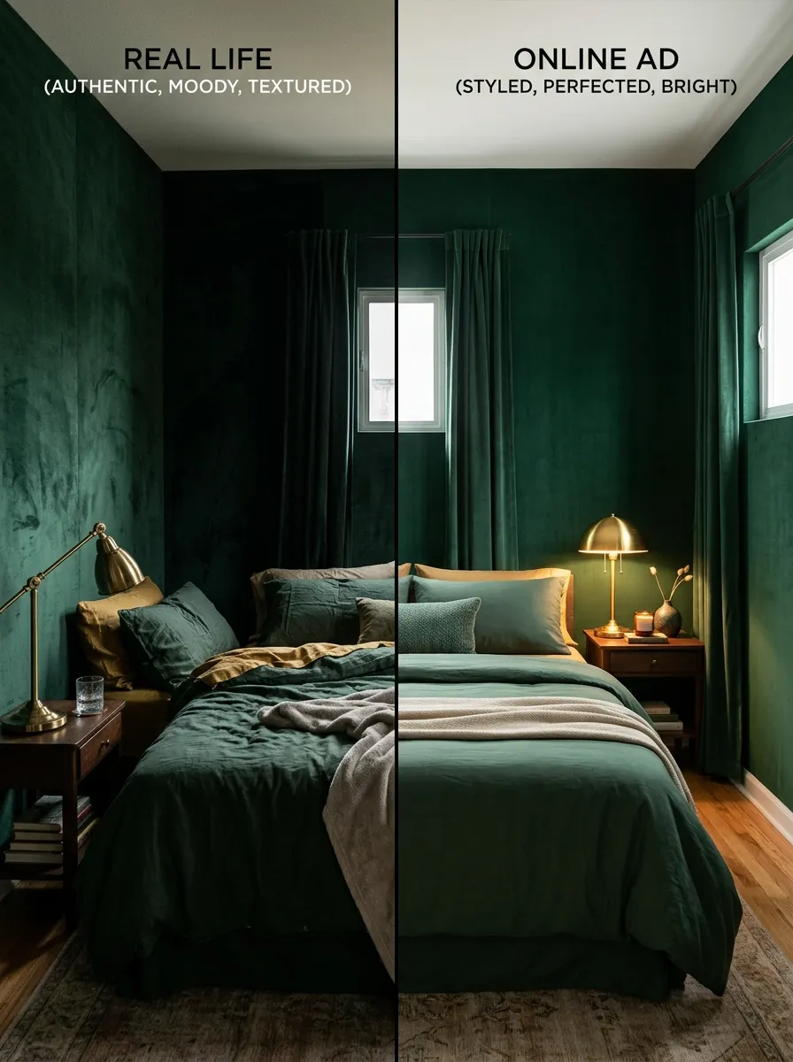 Why a Dark Green Bedroom Photographs Differently Than It Lives